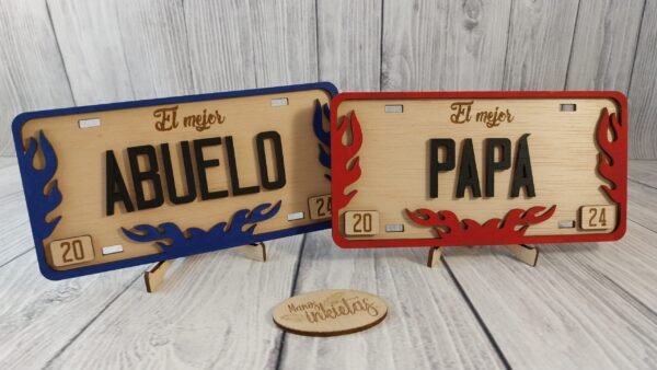 Matricula O Placa De Madera Para Papa Creativo Digital